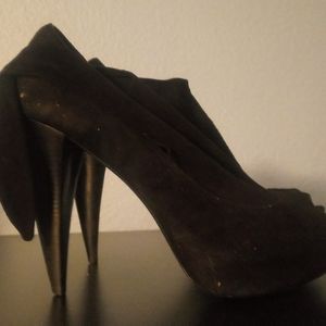 Black suede tieback ladies shoes